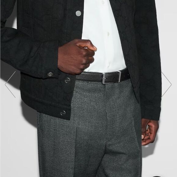 Gucci Black Rectangular Buckle Leather Men's Belt 793760 100/40 - Picture 2 of 10